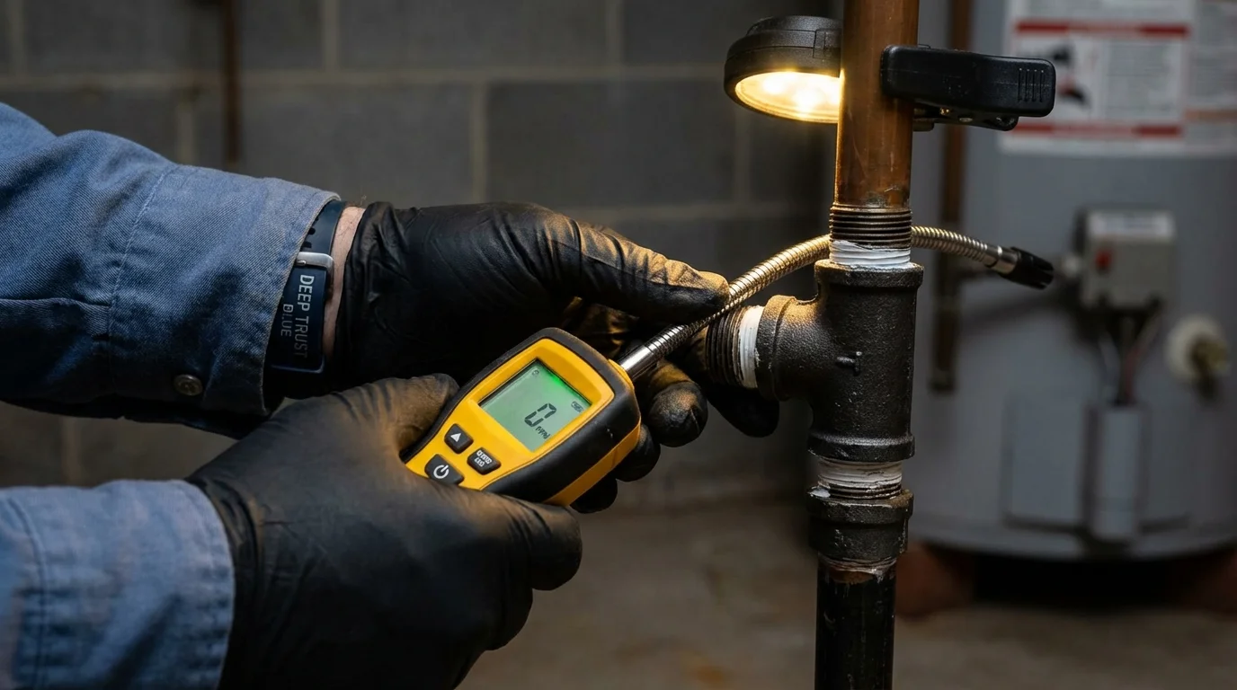 Gas leak detection with electronic sniffer by Johns Plumbing LLC in Rittman
