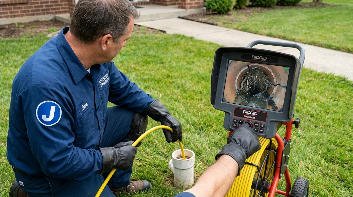 Sewer camera inspection being performed by Johns Plumbing LLC in Rittman